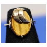 10K GOLD TIGER EYE STONE RING  SZ 6.25  3.96G