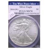 2014 W PCGS MS70 SILVER EAGLE
