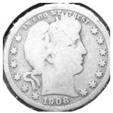 1908 O BARBER QUARTER G