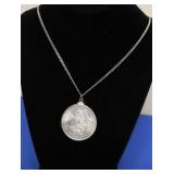 1883MORGAN DOLLAR NECKLACE WITH STERLING NECKLACE