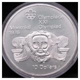 1974 CANADIAN 2 OZ  OLYMPIADE 10 DOLLAR ROUND