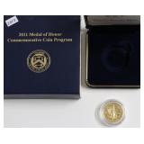 2011 MEDAL OF HONOR COMM  5$ W GOLD COIN