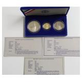 1986 COMMERATIVE SET  5$ GOLD, SILVER AND HALF DOL