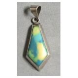 STERLING SILVER TURQUOIS AND YELLOW PENDANT