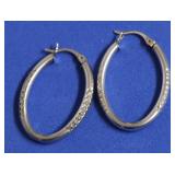 STERLING SILVER OVAL HOOP EAR RINGS