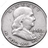 1958 D FRANKLIN HALF DOLLAR VF