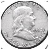 1962 D FRANKLIN HALF DOLLAR VF