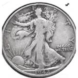 1942 S WALKING HALF DOLLAR VF