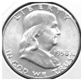 1958 GEM BU FRANKLIN HALF DOLLAR