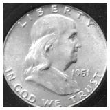 1951 GEM BU FRANKLIN HALF DOLLAR