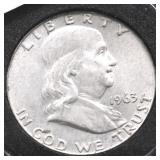 1963 D FRANKLIN HALF DOLLAR XF