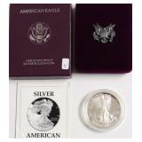 1993 PROOF SILVER EAGLE W BOX PAPERS