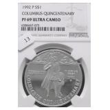 1992 NGC PF69UC COLUMBUS SILVER DOLLAR