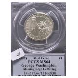 2007 PCGS MINT ERROR PRESIDENT DOLLAR