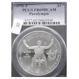 1996 P PCGS PF69DC PARALYMPIC SILVER DOLLAR