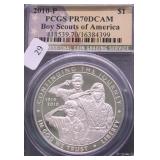 2010 P PCGS PF70DC BOY SCOUTS SILVER DOLLAR