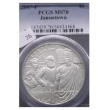 2007  P PCGS MS70 JAMES TOWN SILVER DOLLAR