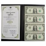 UNCUT SHEET OF DOLLAR FEDERAL RESERVE NOTES