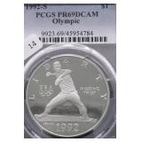 1992 S PCGS PF69DC OLYMPIC SILVER DOLLAR