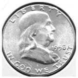 1958 GEM BU FRANKLIN HALF DOLLAR
