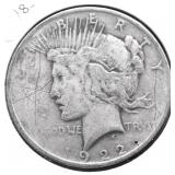 1922 PEACE DOLLAR VG