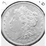 1921 D MORGAN DOLLAR AU