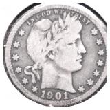 1901 BARBER QUARTER VG