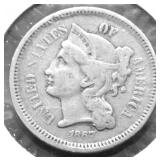 1867 3 CENT PIECE VF