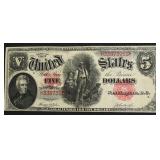 1907 5 $ U S LEGAL TENDER VF