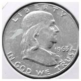1963 D CHOICE  BU FRANKLIN HALF DOLLAR