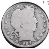 1907 S BARBER HALF DOLLAR G