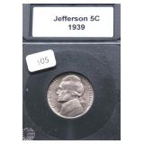 1939 GEM FULL STEPS JEFFERSON NICKEL