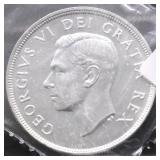 1949 CANADA SILVER DOLLAR GEM