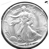 1942 GEM BU WALKING HALF DOLLAR