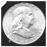 1950 GEM BU FRANKLIN HALF DOLLAR