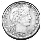 1912 BARBER HALF DOLLAR VF