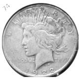 1922 D PEACE DOLLAR VG