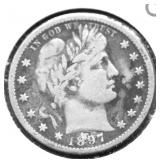 1897 O BARBER QUARTER F