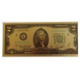 TWO DOLLAR GOLD FOIL NOTE