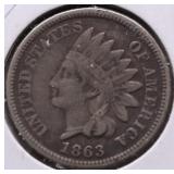 1863 INDIAN HEAD CENT VF
