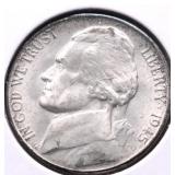 1945 S GEM BU JEFFERSON NICKEL