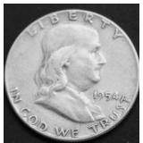 1954 FRANKLIN HALF DOLLAR VF