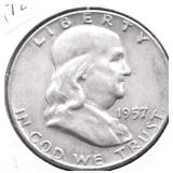 1957 D FRANKLIN HALF DOLLAR VF