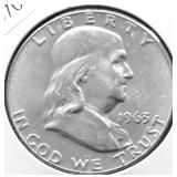 1963 D CHOICE BU FRANKLIN HALF DOLLAR