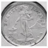 1938 US PHILIPIINES SILVER 20 CENTS CH BU