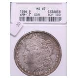 1886 ANACS MS65 DDR MORGAN DOLLAR
