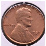 1957 GEM BU RB LINCOLN CENT