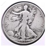 1936 D WALKING HALF DOLLAR VG