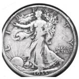 1935 S WALKING HALF DOLLAR XF