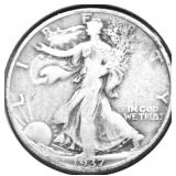 1937 S WALKING HALF DOLLAR VF